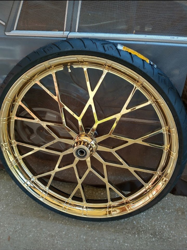 ChromeKarats gold plating work — Gold Motorcycle Wheel